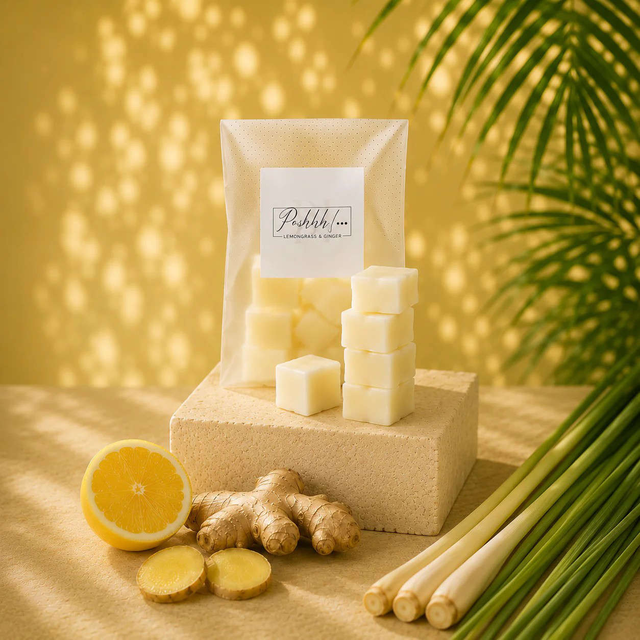 Poshhh Co Lemongrass and Ginger Wax Melts handmade in Fife, Scotland