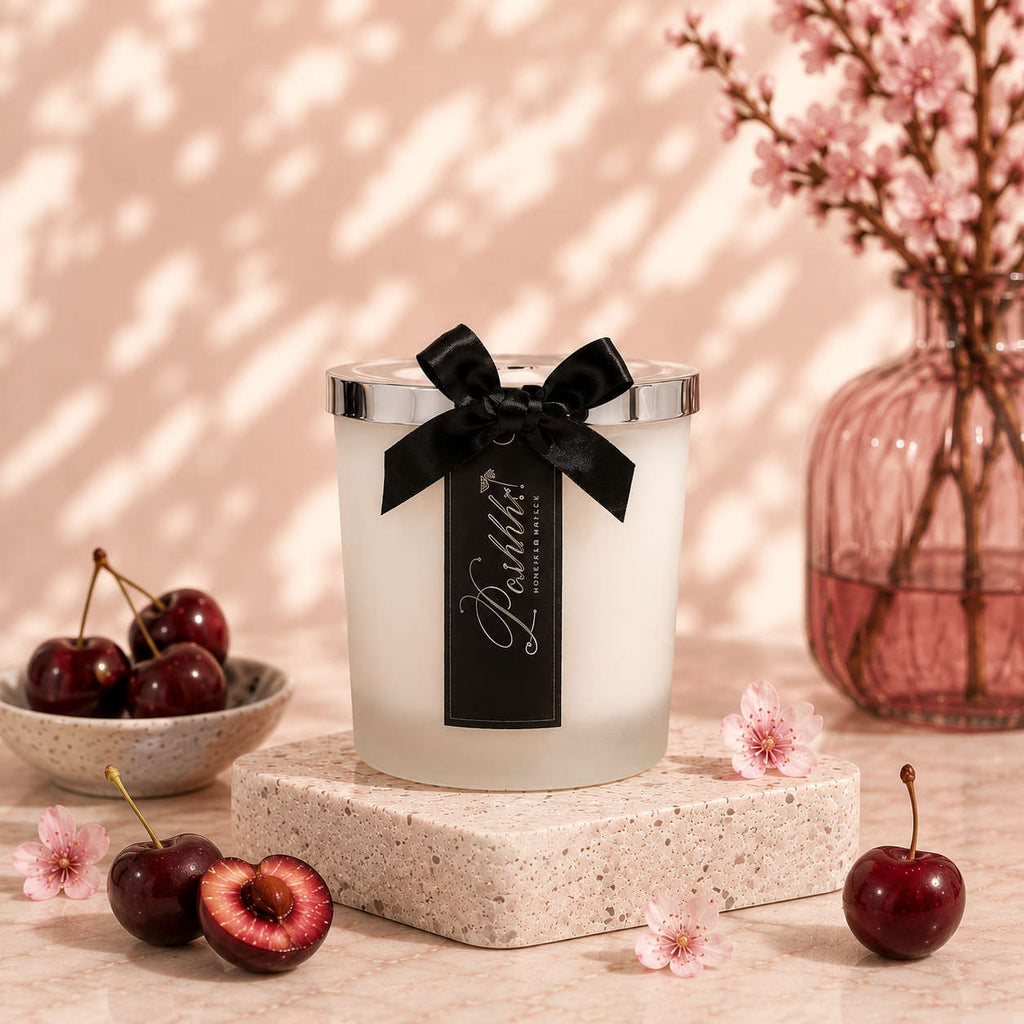 Poshhh Co Cherry Noir Luxury Candles handmade in Fife, Scotland