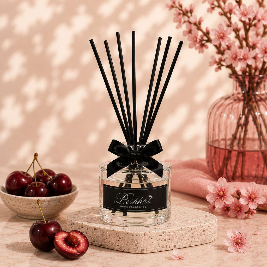 Poshhh Co Cherry Noir Reed Diffusers handmade in Fife, Scotland