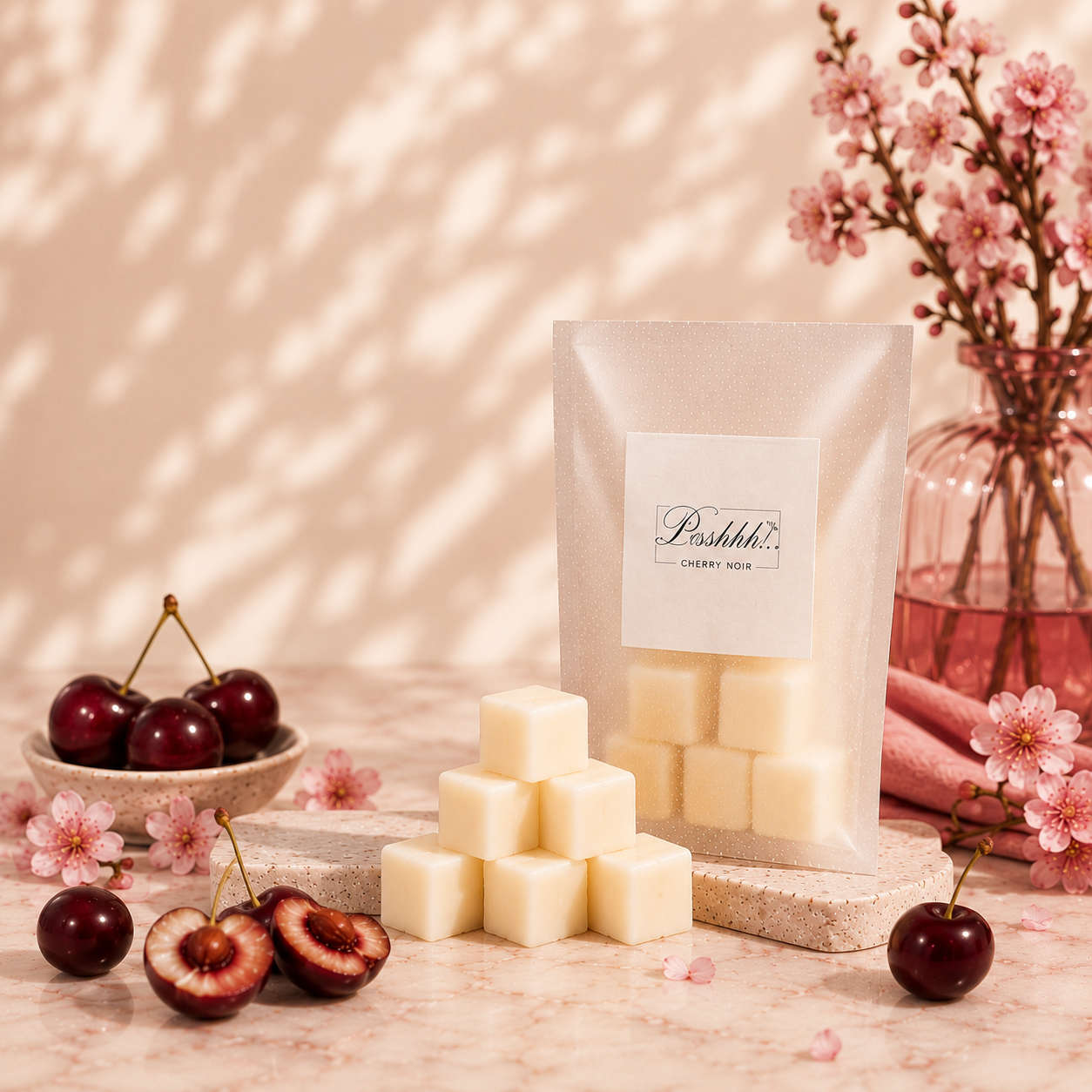 Poshhh Co Cherry Noir Wax Melts handmade in Fife, Scotland