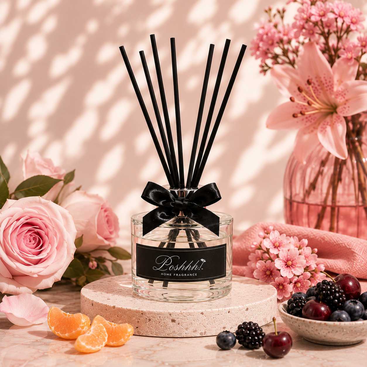 Poshhh Co Posh and Pink Reed Diffusers handmade in Fife, Scotland