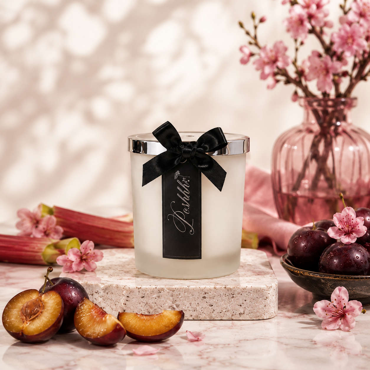 Poshhh Co Rhubarb and Posh Plum Luxury Candles handmade in Fife, Scotland