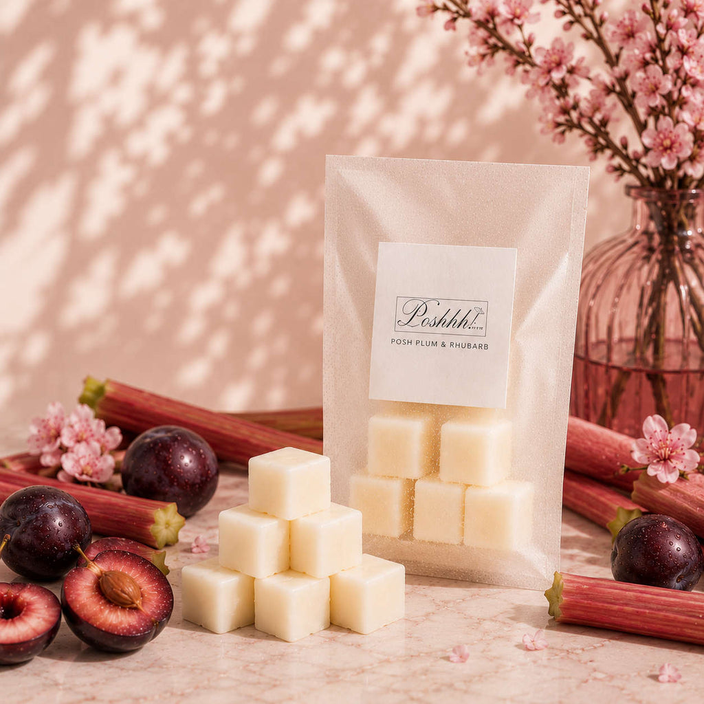 Poshhh Co Rhubarb and Posh Plum Wax Melts handmade in Fife, Scotland