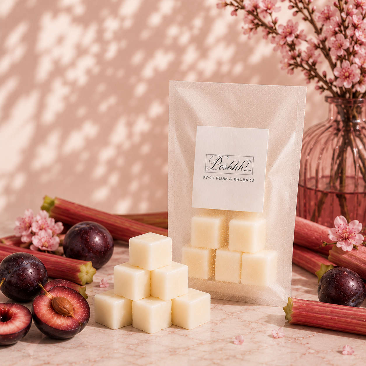 Poshhh Co Rhubarb and Posh Plum Wax Melts handmade in Fife, Scotland